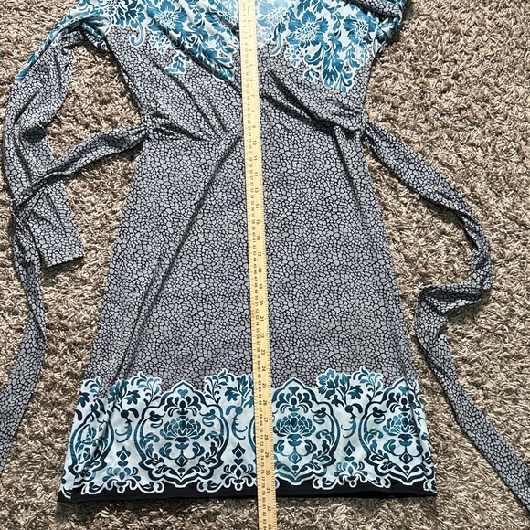 Elegant Nicole by Nicole MillerTeal and Black Patterned Dress size M/M - Picture 10 of 11